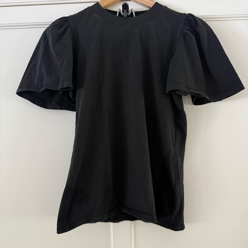 Nation LTD Black Flutter Sleeve Tee